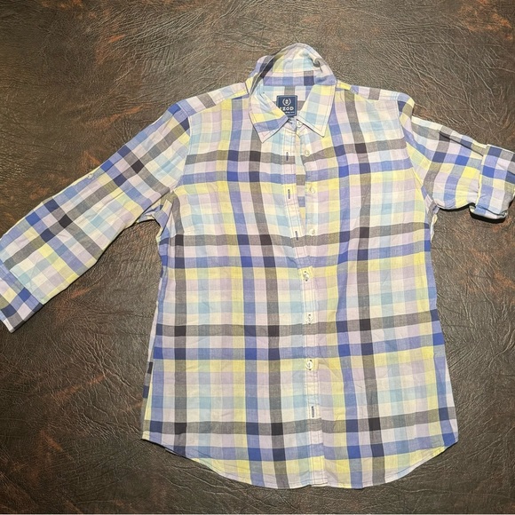 Blue, Green, Yellow button up shirt, kids size small, IZOD brand - Picture 1 of 7
